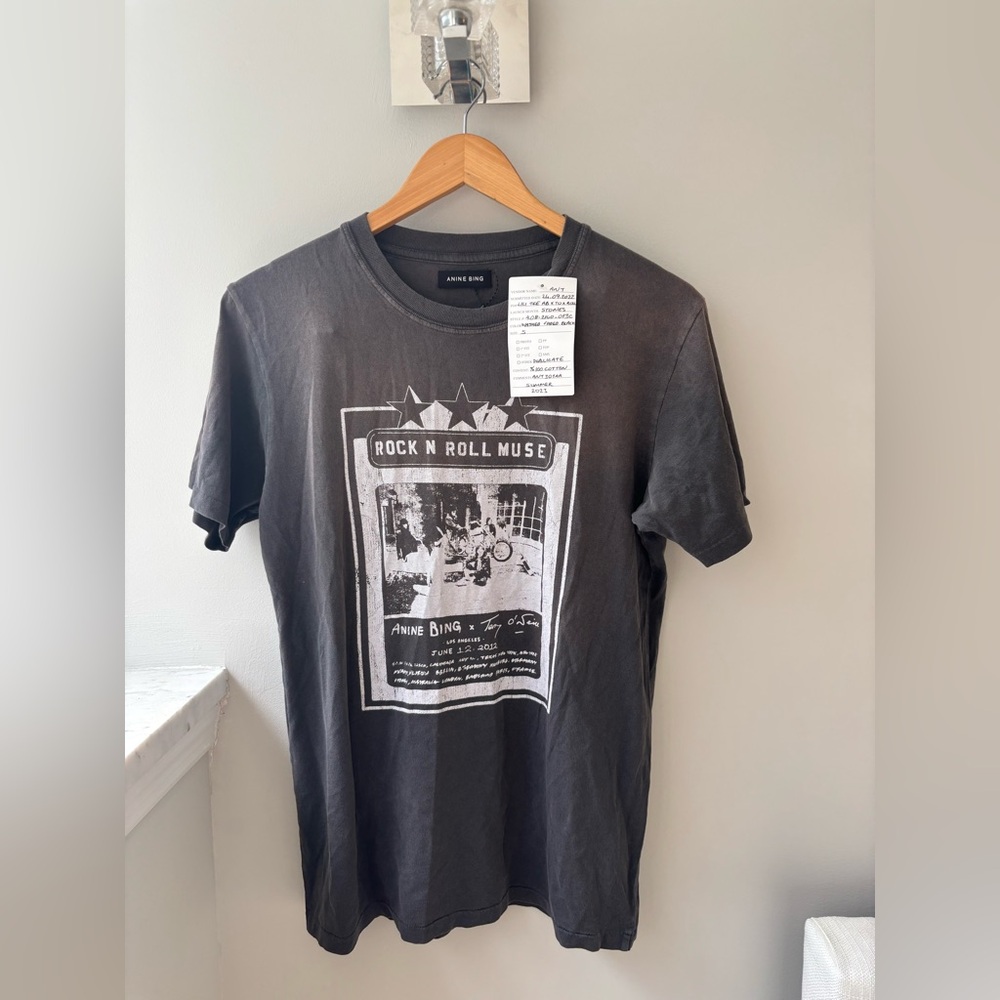 Anine Bing Charcoal Rock N Roll Muse Tee